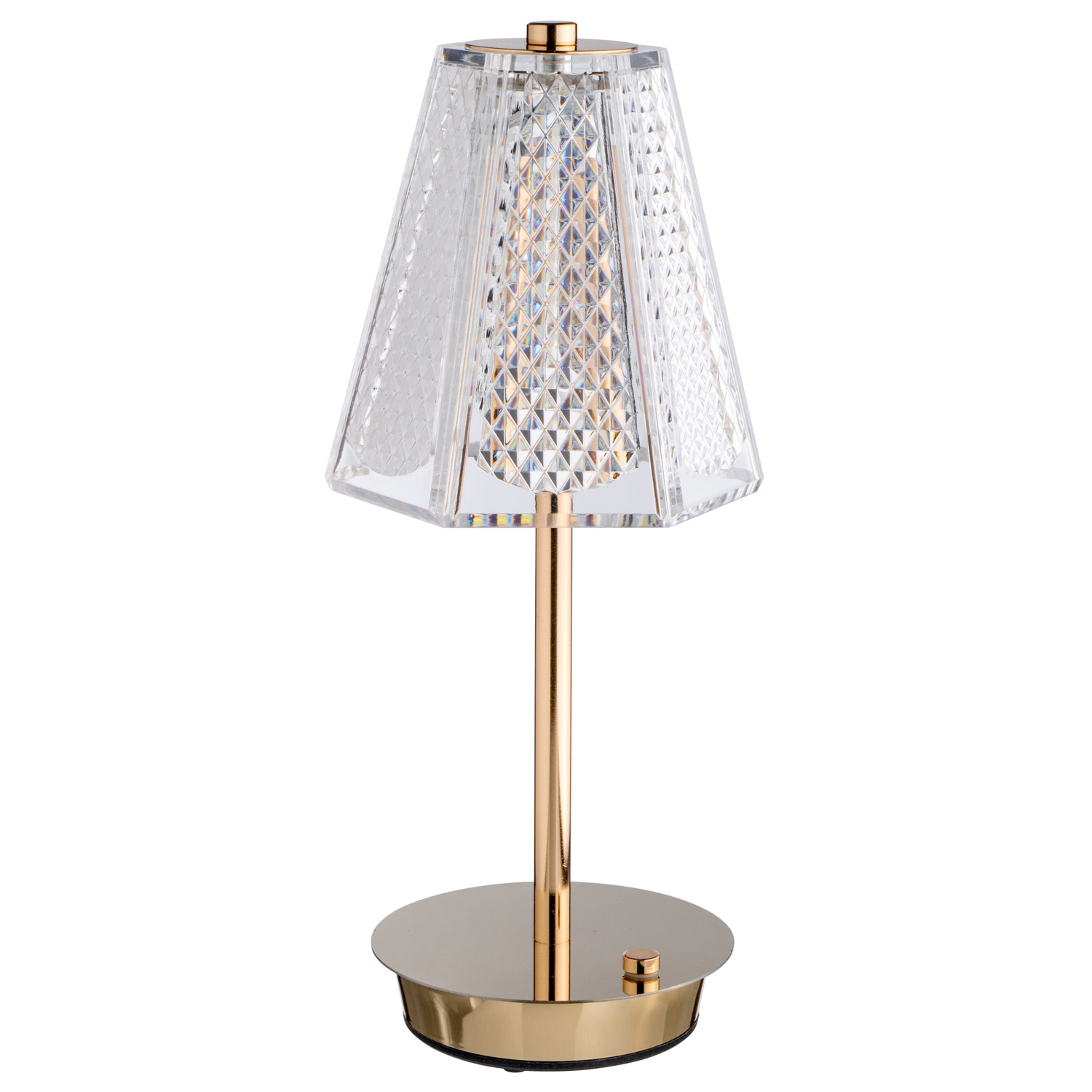 Лампа настольная d=15 см. h=32 см. 3 цвета, сенсорная регулировка яркости, нерж., золотая LED CRYSTAL II MGline /1/20/