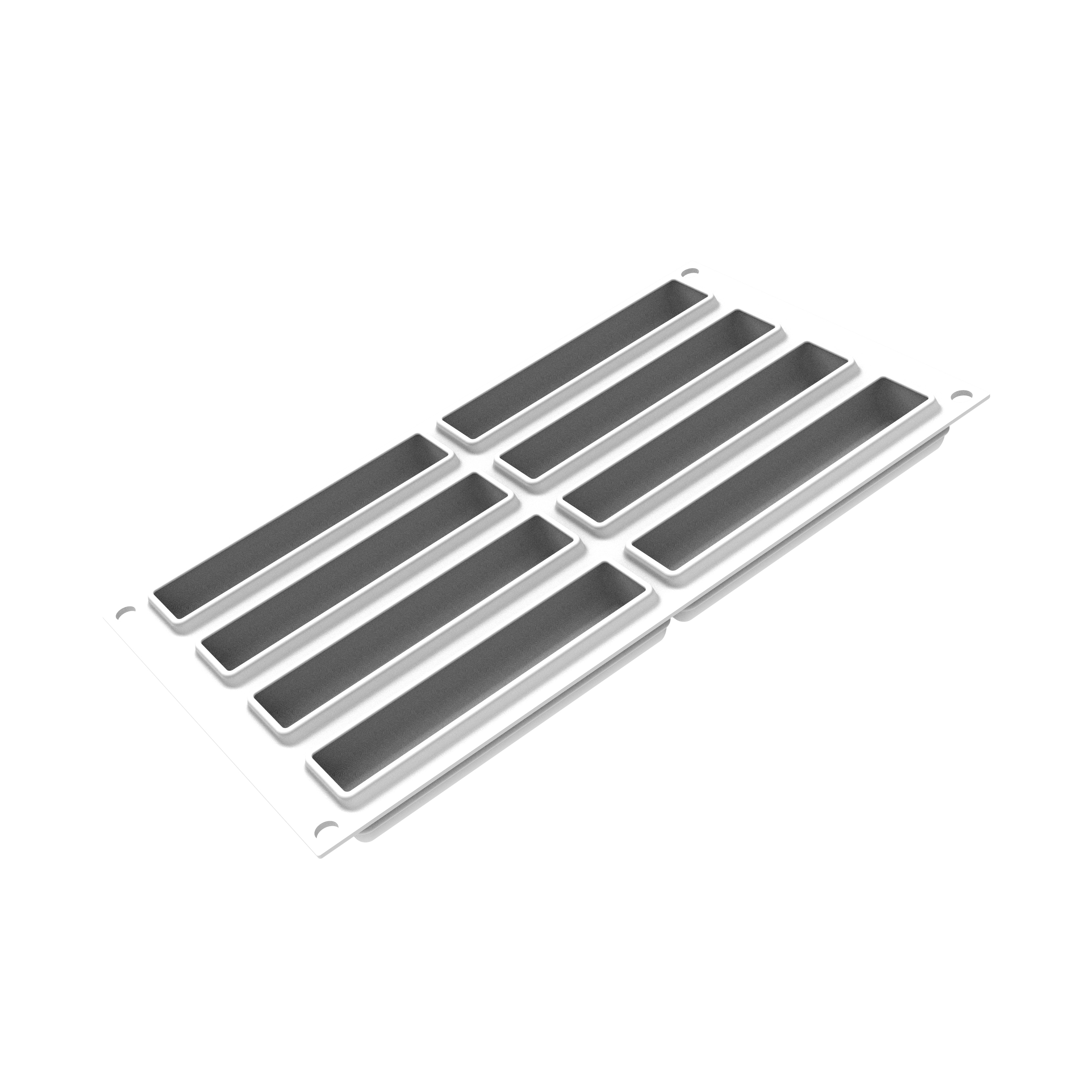 Форма для выпечки 85 мл. 8 ячеек 128*35,5 мм. h=21 мм. Прямоугольник силикон+пластик.вырубка Silikomart /1/10/