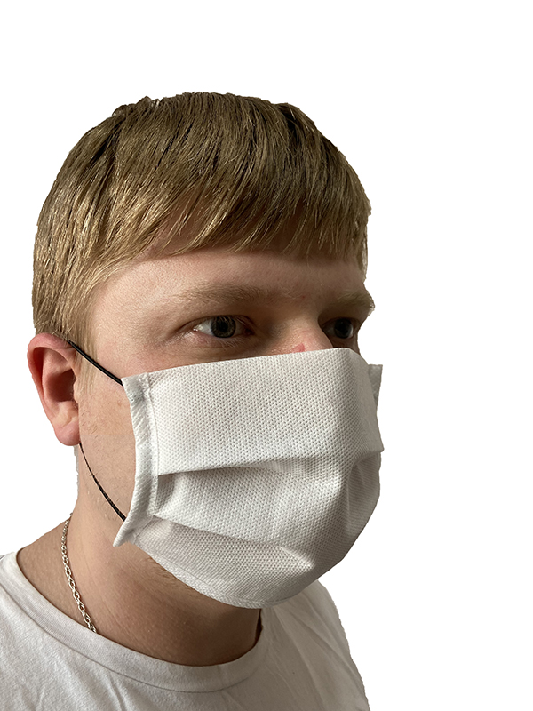 Маска защитная одноразовая 3-х слойная из спанбонда на резинках /100/