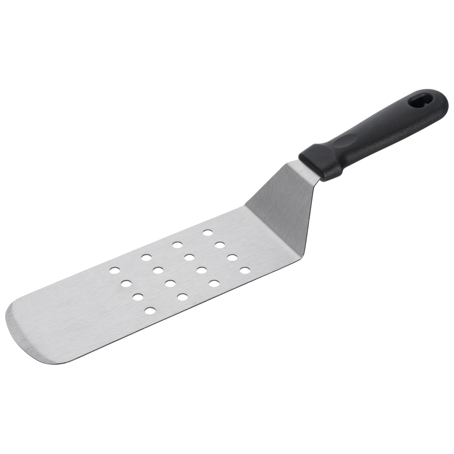 Лопатка 36 см. изогнутая раб. часть 20*7,3 см. нерж. перфорир. с пластик. ручкой MGprof /1/