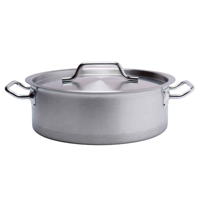 Кастрюля 10 л. нерж. d=32 см. h=12 см. низкая, тройное дно с крыш. (индукция) MGsteel /1/