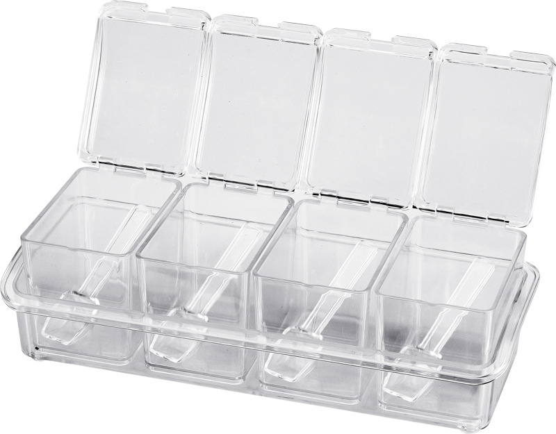 Контейнер для специй и соусов 4 отд. прозрач., пластик /1/50/