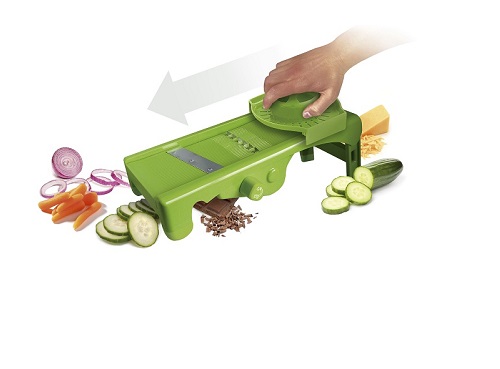 Мандолина (овощерезка) 32*13 см. с 1 насадкой и толкателем, нерж и пластик VB /1/