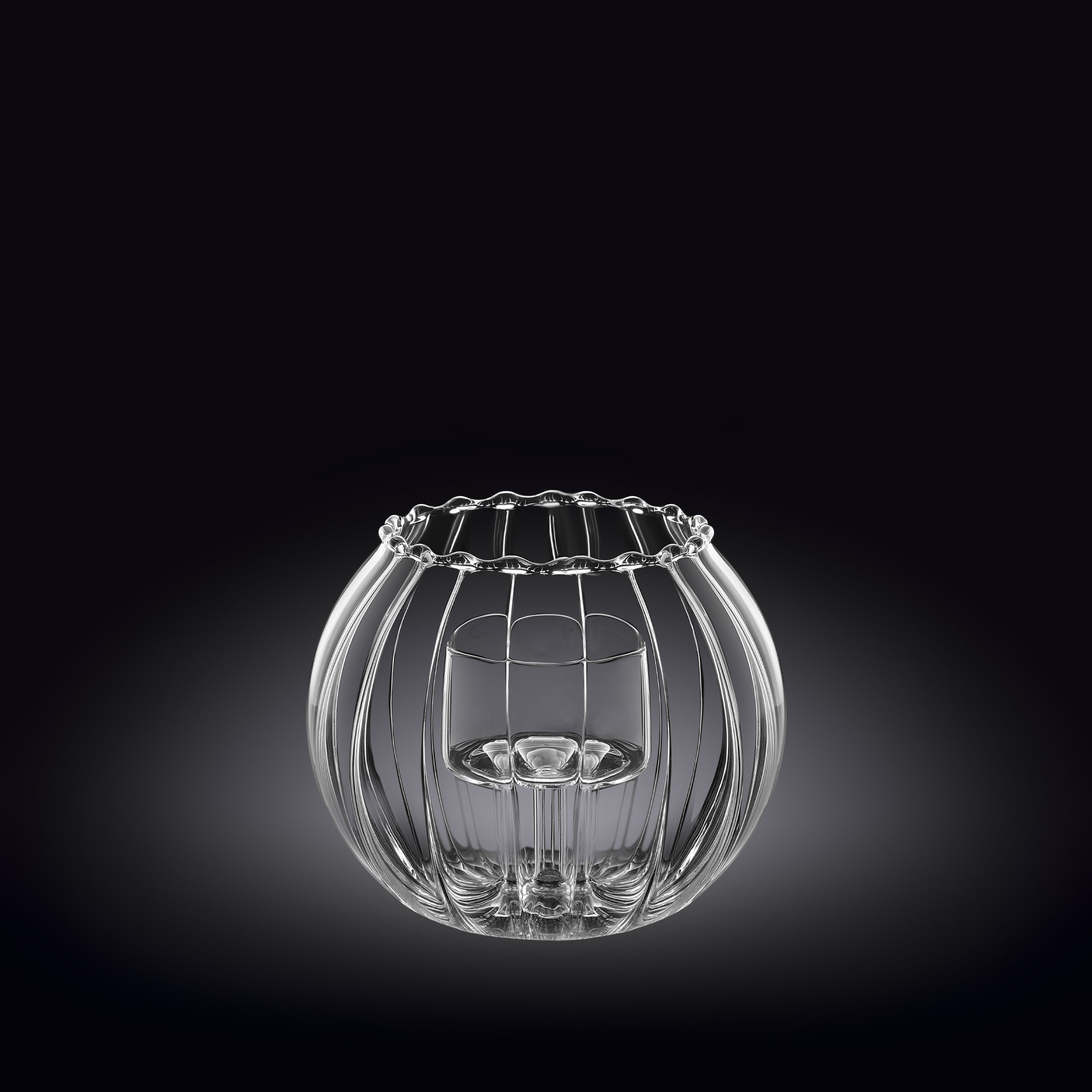 Подсвечник d=70/45 мм. h=90 мм. рельефный Термостекло Wilmax /1/48/ АКЦИЯ