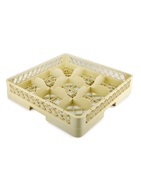 Кассета для бокалов 500*510*100 мм.  9 ячеек 155*155*90 мм. бежевая п/п /1/6/