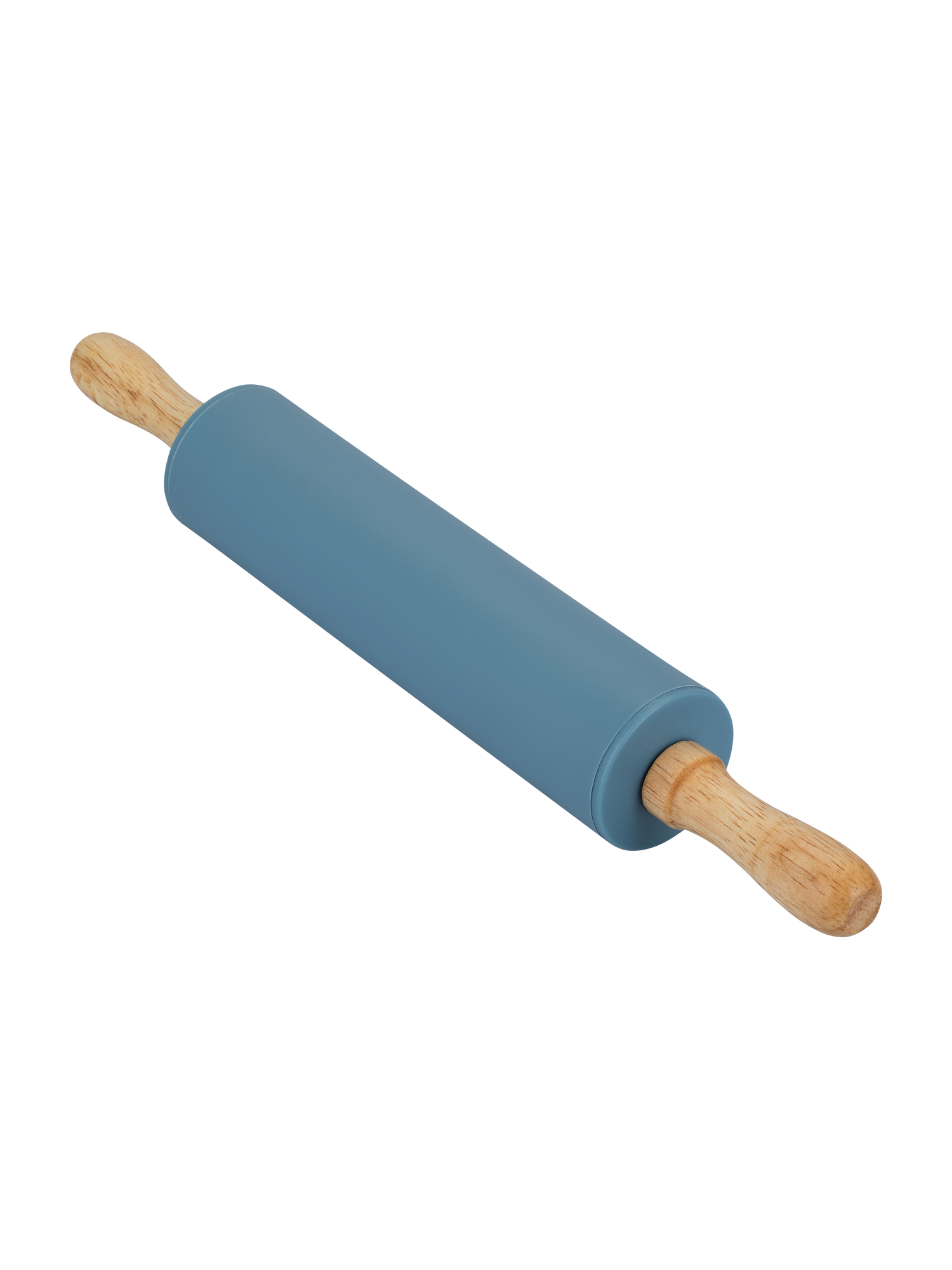 Скалка силикон. 310 мм. d=43 мм. с дерев. вращ. ручками /1/36/