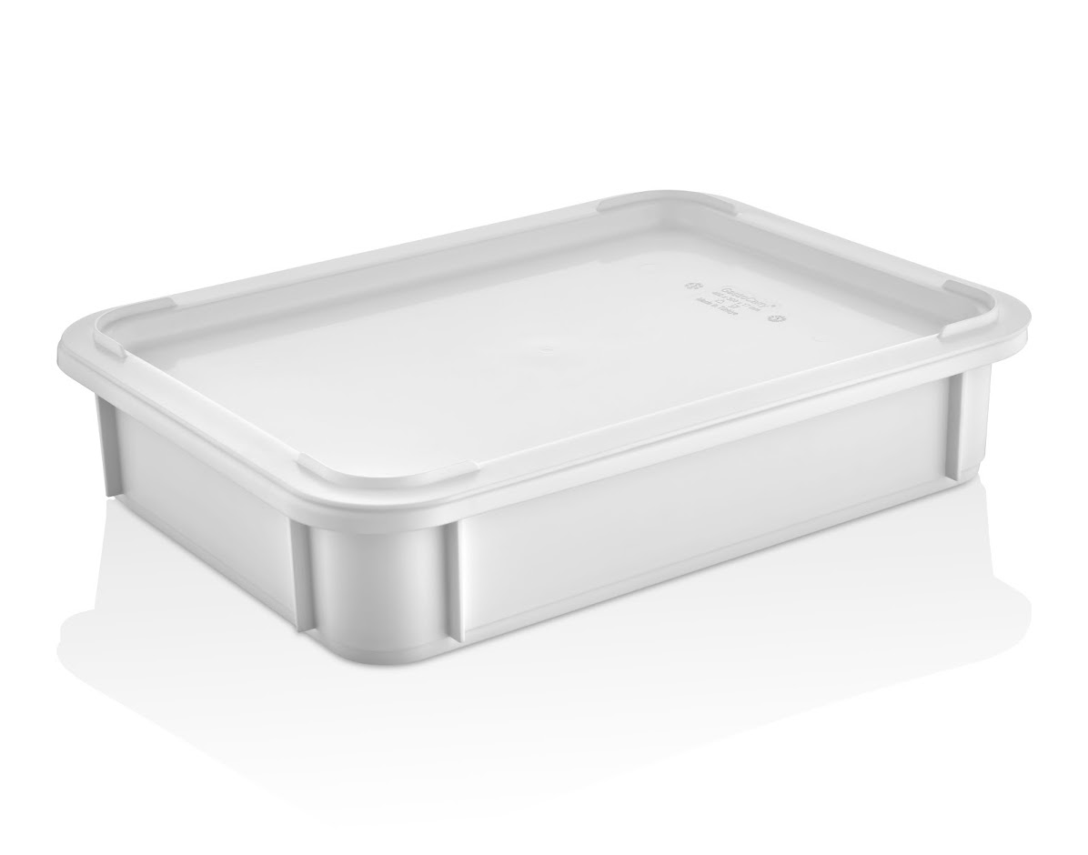 Контейнер для теста 300*400* 75 мм. (-40/+70℃) прямой, сплошной, мороз-кий, белый п/п (крышка 77155) GP /1/12/