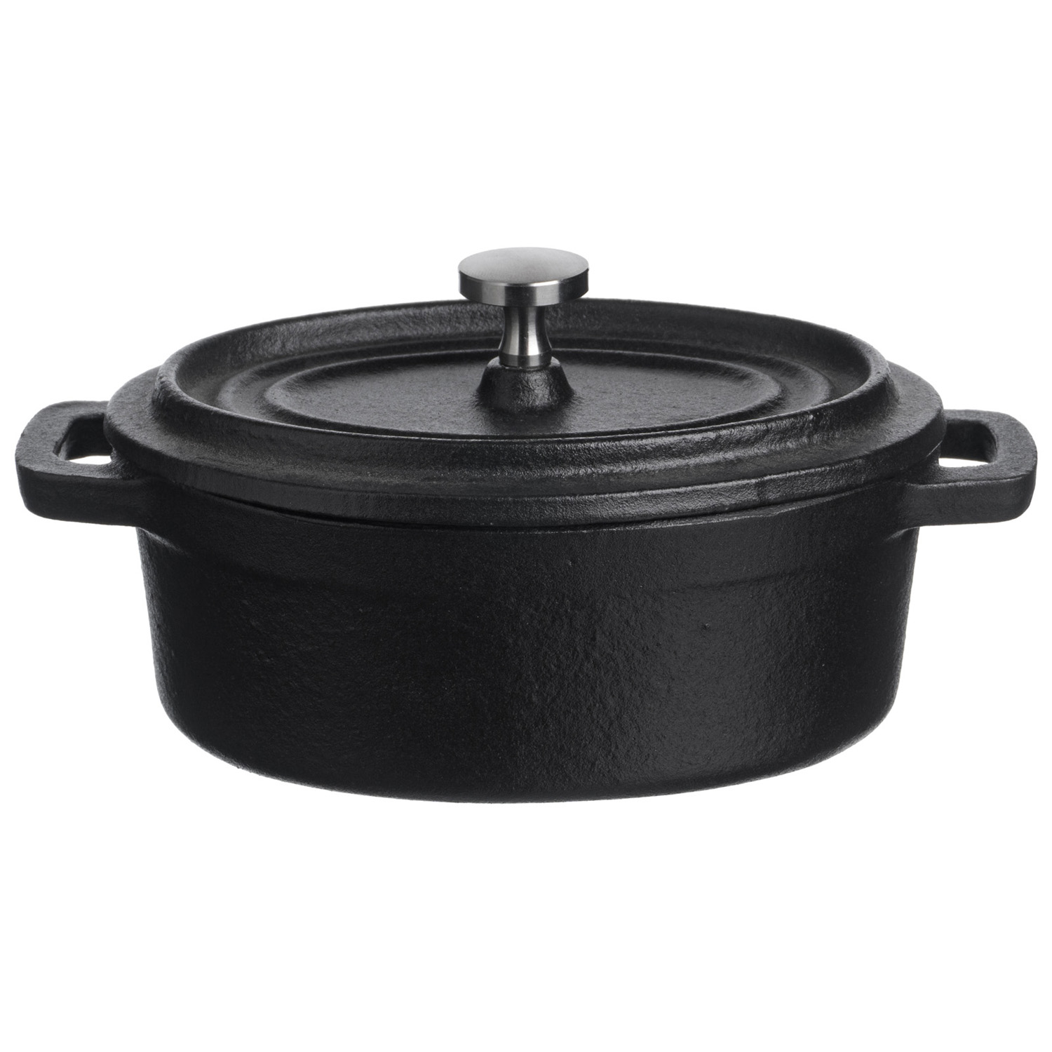 Кастрюля для запекания и подачи 250 мл. 125*90 мм. h=70 мм. с крышкой, черная, чугун /1/