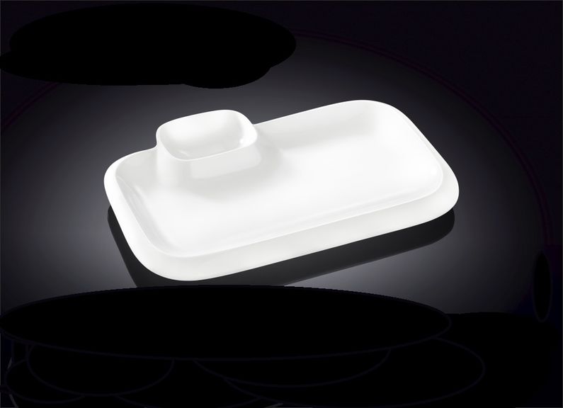 Блюдо для подачи прямоуг. 200*120 мм. с соусником, утолщенный край Wilmax /1/6/48/