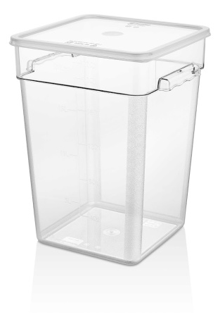 Контейнер для продуктов квадр. 20,8 л. 28*28*40 см. с мерн.шкалой, прозрач, поликарб., б/кр, штабелир. (кр.80012,80471) GP/1/6/