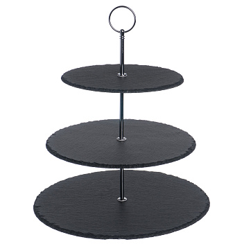 Этажерка 3-х ярусная d=20/25/30 см. h=44 см. черная, сланец MGprof /1/10/ АКЦИЯ