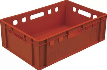 Ящик 600*400*200 мм. для мяса Е2 прямой сплошной, красный (крышка 76402) /1/48/