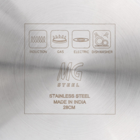 Сотейник 7,5 л. нерж. d=28 см. h=12 см. б/кр (индукция)(кр. 79199) MGsteel /1/