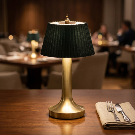 Лампа настольная d=13,5 см. h=26,5 см. 3 цвета, сенсорная регулировка яркости, нерж., зеленая LED PINE MGline /1/20/