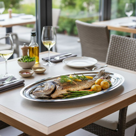 Блюдо для подачи овальное 600*245 мм. для рыбы, нерж. Abert /1/ ВДОХНОВЕНИЕ