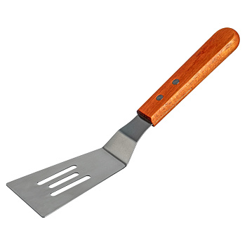 Лопатка 24,5 см. изогнутая раб.часть 13*5,5 см. нерж., с дерев. ручкой, перфор. MGsteel /1/120/