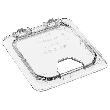 Крышка для гастроем. 1/6 поликарб.прозрач. (-40/+99С) откидная с отверстием для ложки (гастроемкость..) GP /1/12/