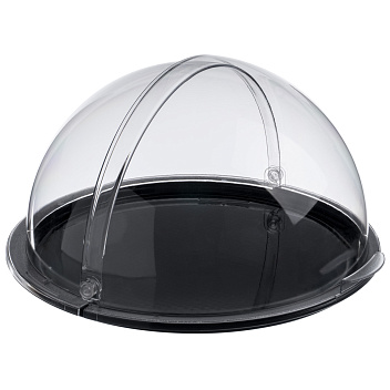 Поднос сервировочный d=38,5 см. поликарбонат, черный, с крышкой Roll-Top GP /1/