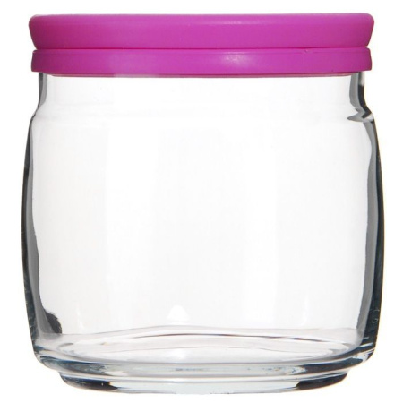 Банка для сыпучих прод.  650 мл. с розовой крышкой Чешни /1/12/576/ АКЦИЯ