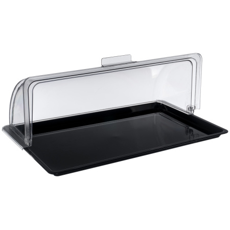 Поднос сервировочный GN 1/1 53*32,5 см. поликарбонат, черный, с крышкой Roll-Top GP /1/ Поднос сервировочный GN 1/1 53*32,5 см. поликарбонат, черный, с крышкой Roll-Top GP /1/
