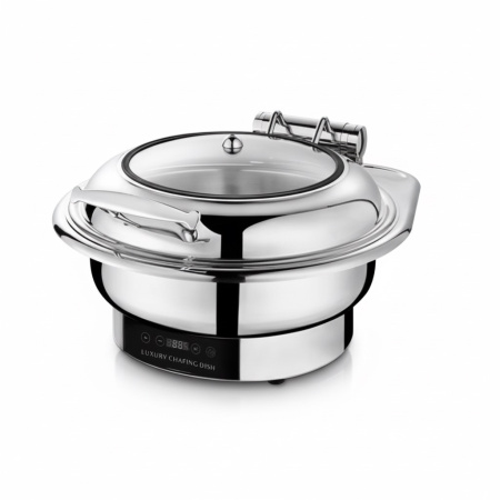 Чафиндиш (мармит) электрич. 6 л. d=43 см. круглый со стекл. крышкой  /1/