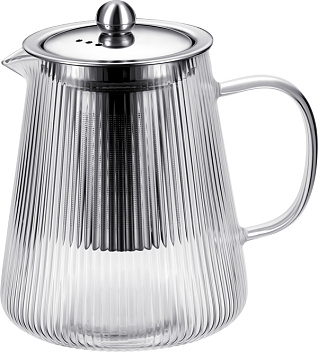 Чайник  900 мл. заварочный с крышкой нерж. с фильтром, Термостекло /1/27/