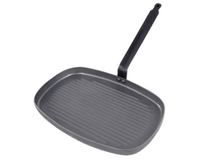 Сковорода-гриль 38*26 см. h=3,2 см. белая сталь (индукция) Carbone SteelDe Buyer /1/3/ АКЦИЯ
