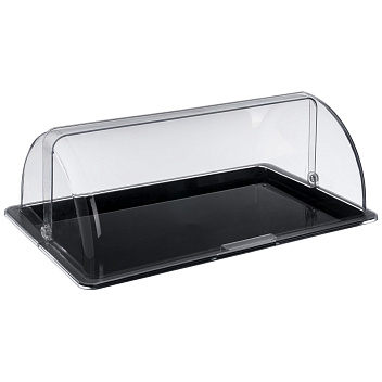 Поднос сервировочный GN 1/1 53*32,5 см. поликарбонат, черный, с крышкой Roll-Top GP /1/