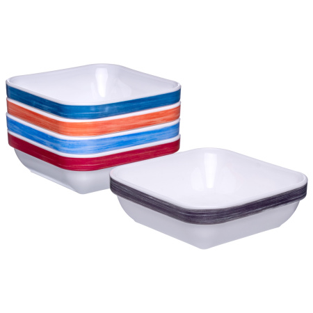 Салатник квадр. 110*110 мм. 200 мл. h=37 мм. оранж. край штабелир. Браш /1/6/24/ АКЦИЯ