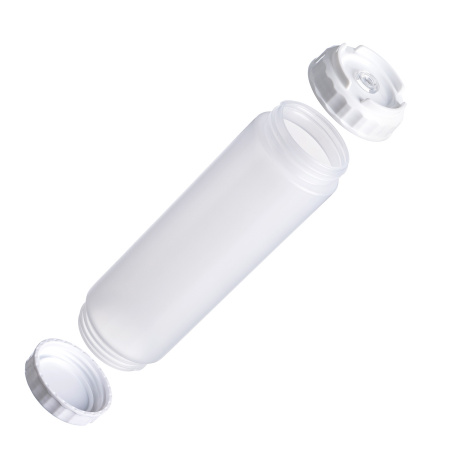 Емкость для соуса  750 мл. d=70 мм. h=237 мм. с 2 крышками, с силик. носик. широкая прозрачная, крышки белые GP /1/96/ ВДОХНОВЕНИЕ