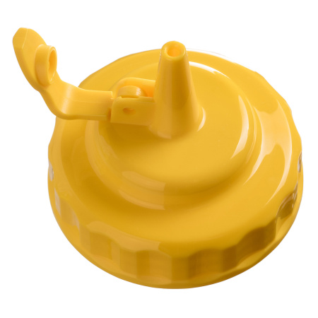 Емкость для соуса  500 мл. d=70 мм. h=200 мм. с 2 крышками, широкая прозрачная, крышки желтые GP /1/96/