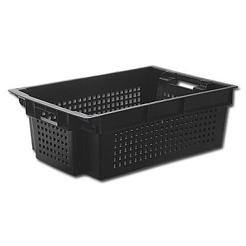 Ящик 600*400*200 мм. для овощей конусный перфорир. дно сплошное, черный (крышка 73263,76402,73263,65079) /1/140/ Ящик 600*400*200 мм. для овощей конусный перфорир. дно сплошное, черный (крышка 73263,76402,73263,65079) /1/140/