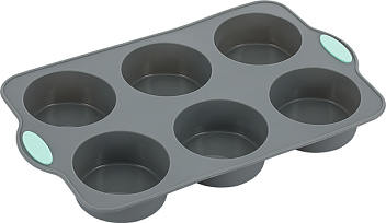 Форма для выпечки кексов 25,5*15,5 см.  6 ячеек. d=65 мм. силикон /1/ Форма для выпечки кексов 25,5*15,5 см.  6 ячеек. d=65 мм. силикон /1/
