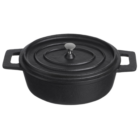 Кастрюля для запекания 800 мл. 180*140 мм. h=70 мм. с крышкой, черная, чугун /1/