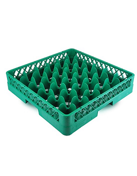 Кассета для бокалов 500*510*100 мм. 36 ячеек 75*75*90 мм. зеленая п/п (BB-36) /1/6/