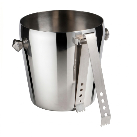 Ведро для льда 1,0 л. нерж. d=12,5 см., с нерж. щипцами MGsteel /1/48/