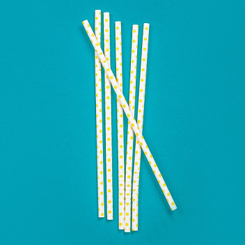 Трубочки кокт. 0,6*23 см. 25 шт/уп. бумажные, с изгибом, белые с желтыми шарами /1/40/ Трубочки кокт. 0,6*23 см. 25 шт/уп. бумажные, с изгибом, белые с желтыми шарами /1/40/