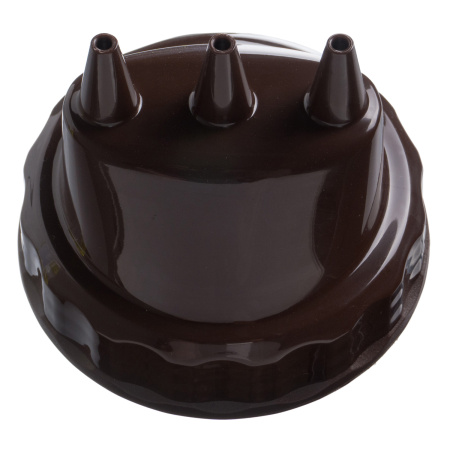 Емкость для соуса 1000 мл. d=75 мм. h=290 мм. c 2 крышками 3 носика, широкая прозрачная, крышки коричневые GP /1/96/